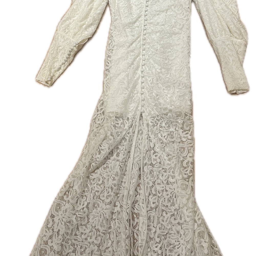 ROTATE Elegant Lace Long Sleeve White Dress